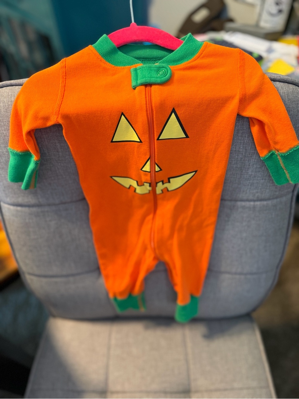 Hanna Anderson Orange Pumpkin Jack-O'-Lantern One-Piece for Kids
